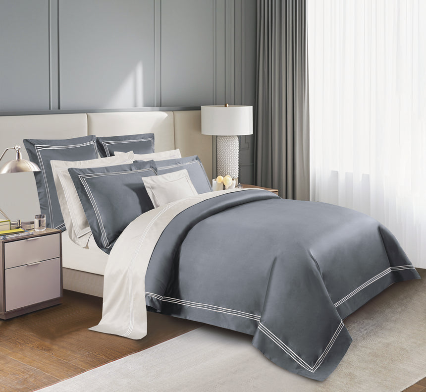 Egyptian Cotton (Three Line Top Stitch) Bedset - Indigo - Super Single