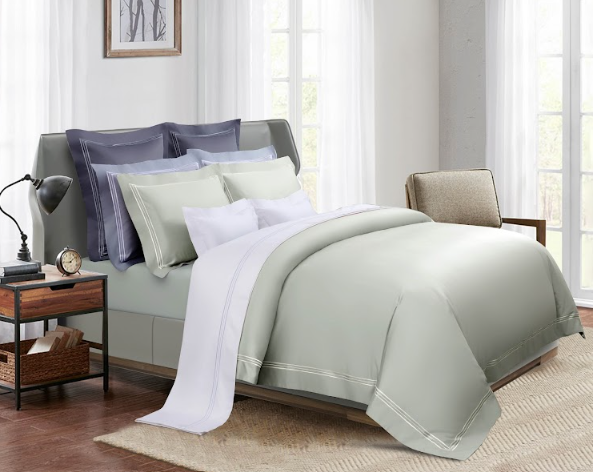 Egyptian Cotton (Three Line Top Stitch) Bedset - Northern Gray - King