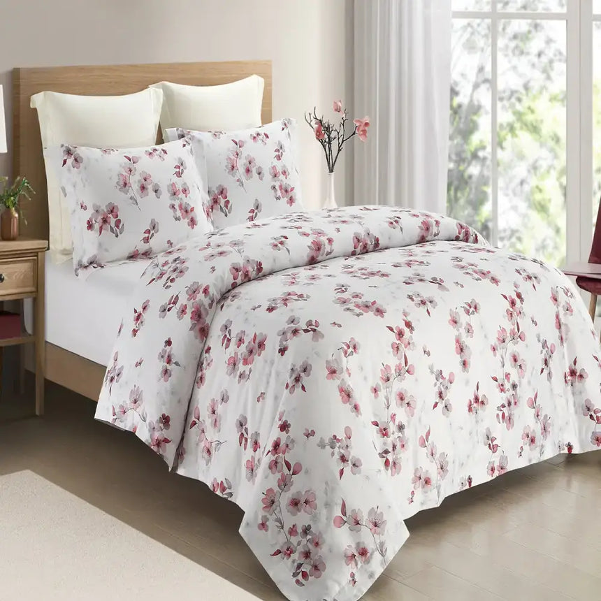 Cotton Printed Bed Set - Rhapsody (Red) - King