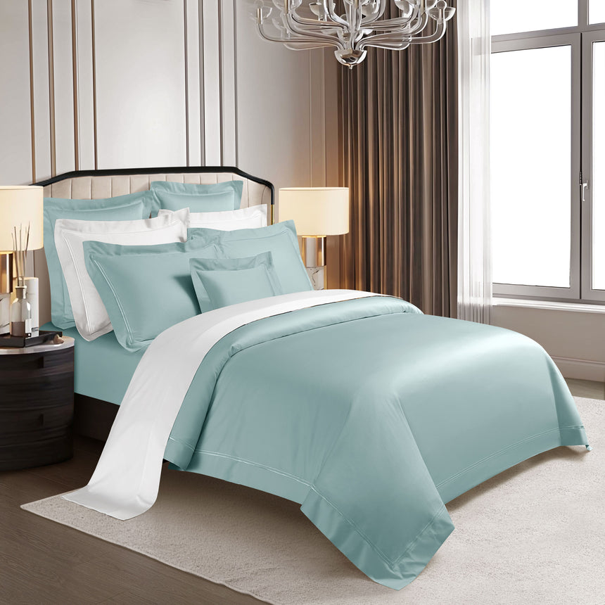 Egyptian Cotton (Double Line Top Stitch) Bedset - Maldives Green - King