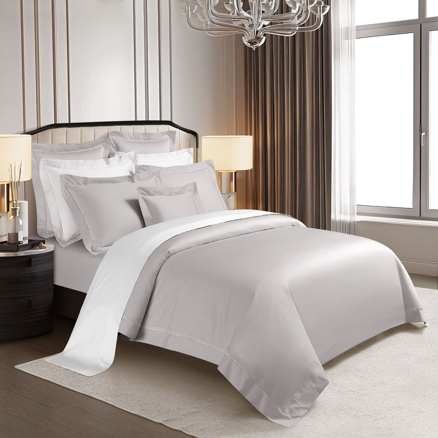 Egyptian Cotton (Double Line Top Stitch) Bedset - Silver - King