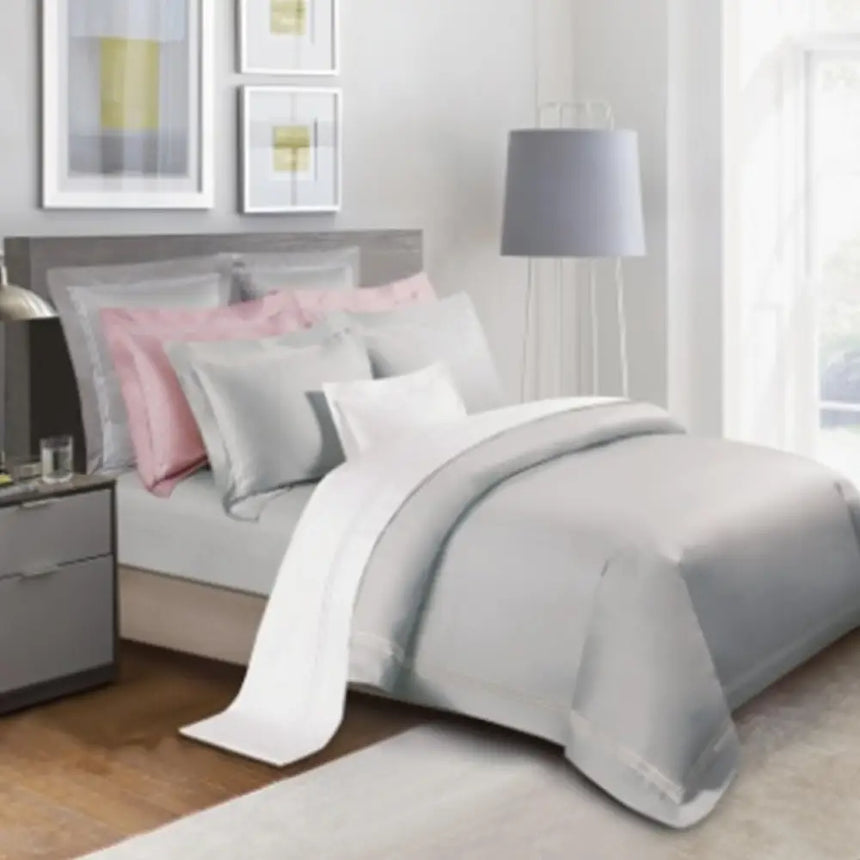 Egyptian Cotton (Three Line Top Stitch) Bedset - Living Gray - Super King